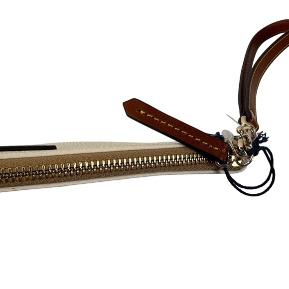 Dooney & Bourke Pebble Grain Large Wristlet Ivory Brown Leather - Picture 6 of 11